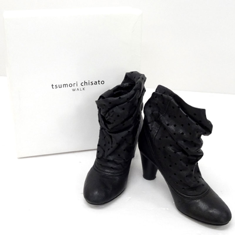 tsumori chisato パンチング ショートブーツ サイズ：23 1/2 /カラー：ブラック/ブーツ/靴 シューズ【山城店】