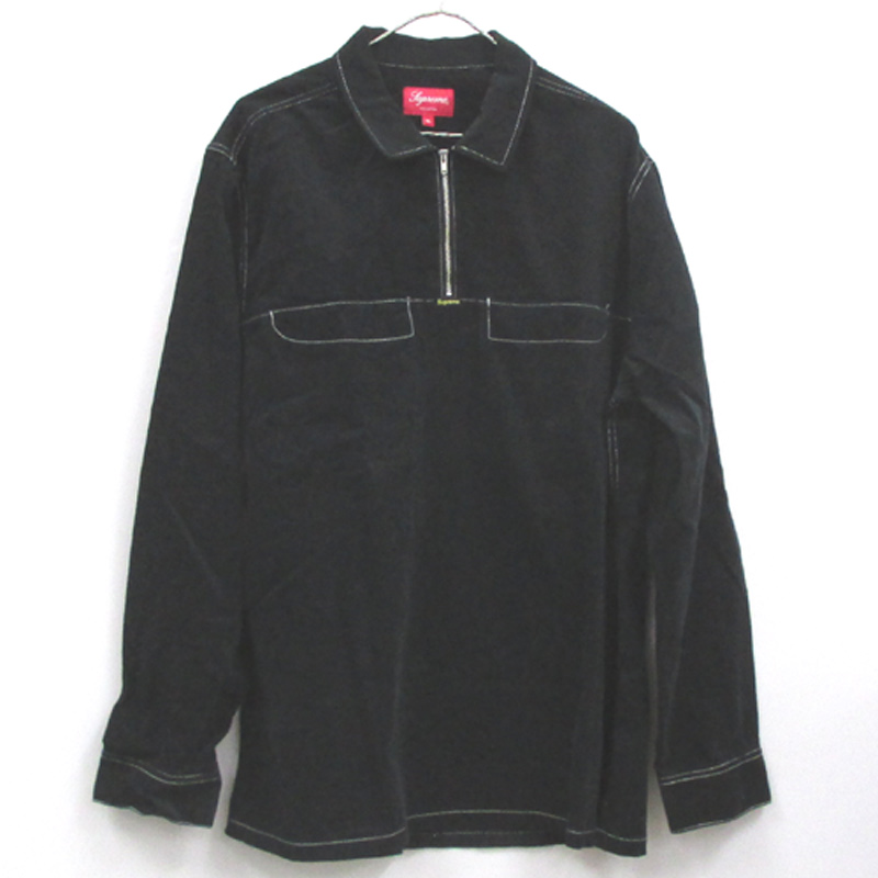 Supreme シュプリーム corduroy Half zip shirt/サイズ：XL/カラー：ブラック/2018SS/ストリート【山城店】