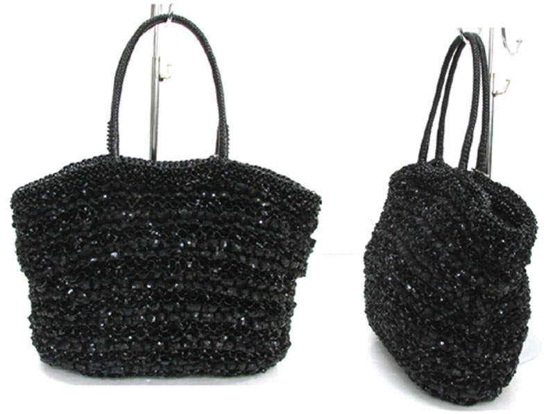 開放倉庫 | ANTEPRIMA (アンテプリマ) スパンコール × リボン ワイヤー トートバッグ/カラー:ブラック《バッグ/かばん/鞄