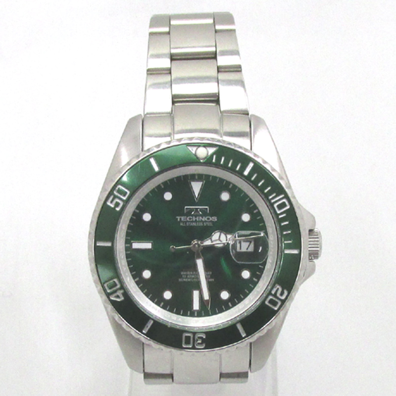 TECHNOS テクノス 腕時計/品番：TSM402/カラー：シルバー×グリーン/ダイバータイプ/クォーツ 《腕時計/ウォッチ》【山城店】