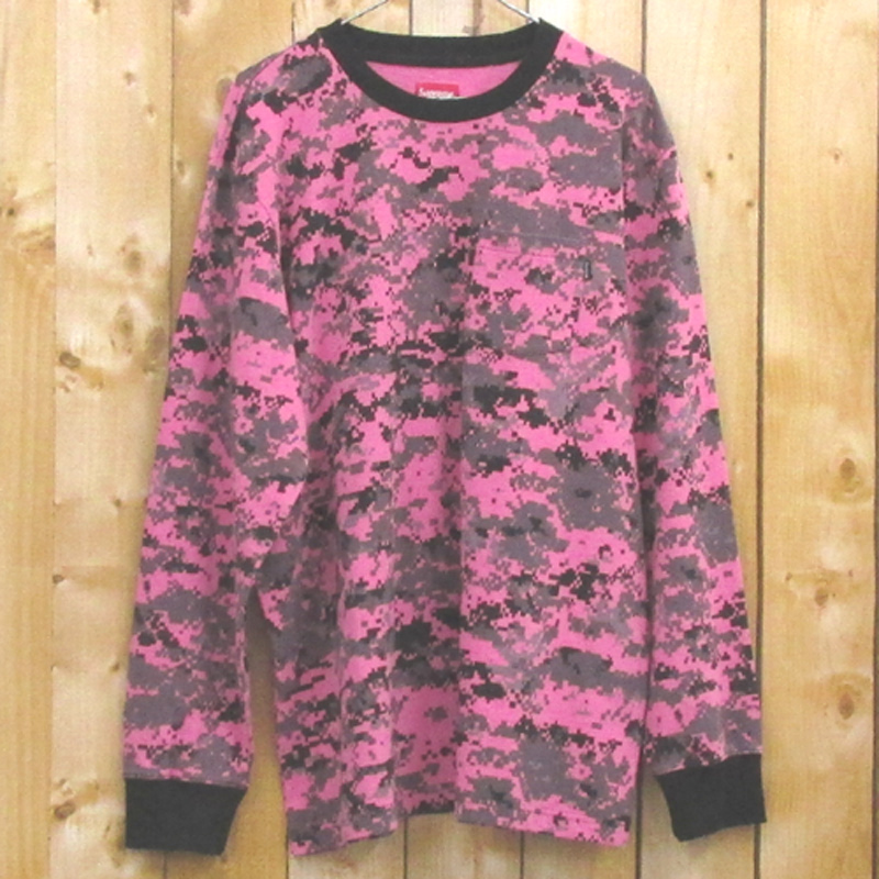 Supreme シュプリーム L/S Pocket Tee Pink digi camo/サイズ：XL/カラー：ピンク/ポケットTシャツ/長袖/17AW/ストリート【山城店】