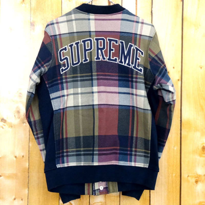 Supreme 14aw Plaid Snap Front Sweat