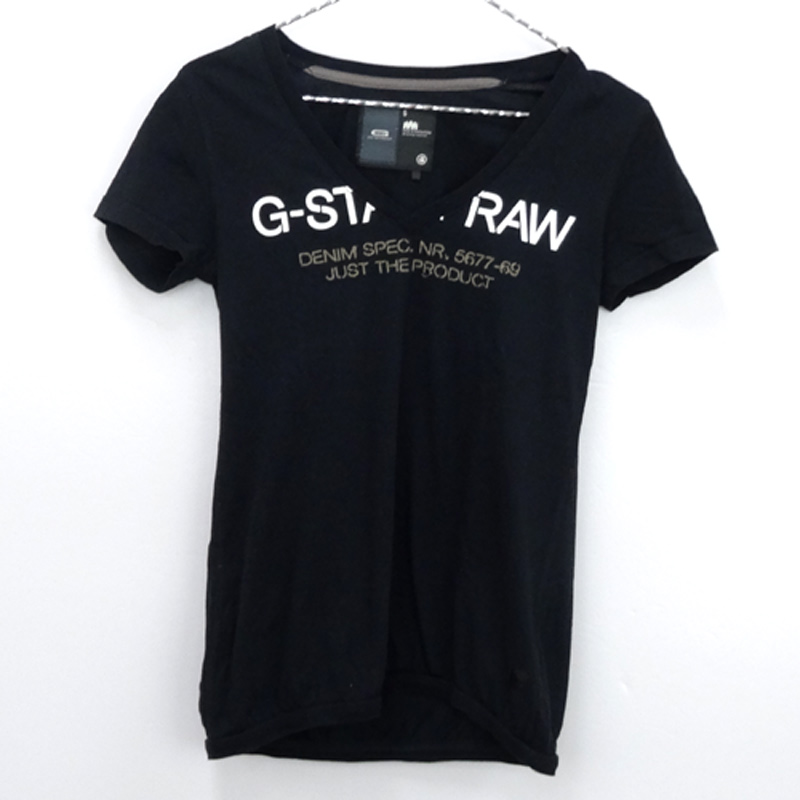 【中古】G-STAR /ジースター Vネック Tee サイズ：S/カラー：ブラック/半袖/ロゴ/Tシャツ【山城店】