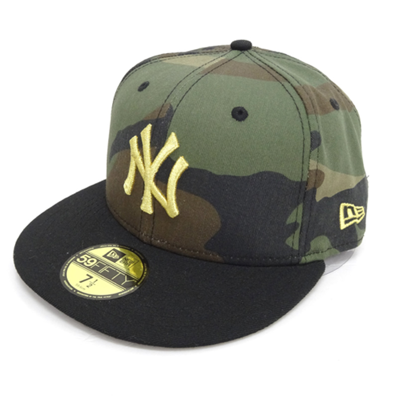 【中古】NEW ERA NEW YORK Yankees CAP/ニューエラ ニューヨークヤンキース キャップ/サイズ：7 1/2 /ブラック×カモ柄/迷彩/帽子【山城店】